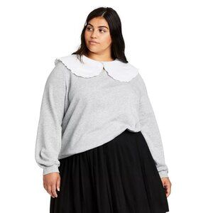 Sandy Liang x Target Gray Long Sleeve Ruffle Collar Sweatshirt, Size 3X